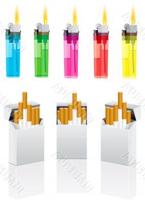 Vector cigarettes and cigarette lighter
