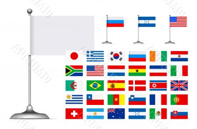 Flag set on white background