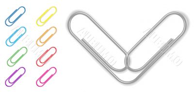 Vector paper clip set on white background