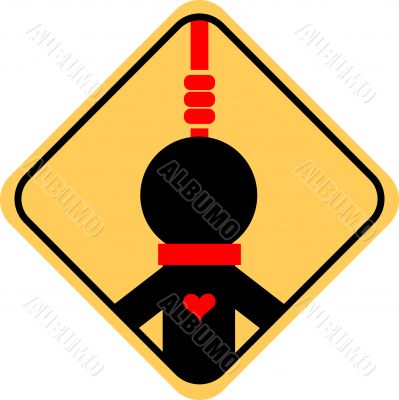 Suicide danger icon, Unfortunate love, depression sign Self-Dest