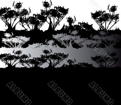black &amp; white natural background, plant silhouette 