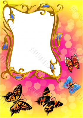 the frame with butterfly and flowe the frame with butterfly and flowe