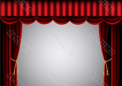 red curtain and scenic screen
