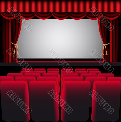 cinema hall with red curtain