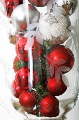 Christmas theme - Red and white Christmas balls Christmas theme - Red and white Christmas balls