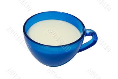 Kefir in a blue cup.