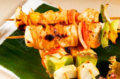 chicken and vegetables skewers