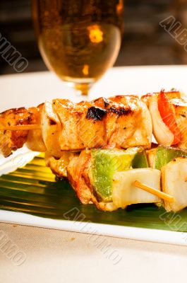 chicken and vegetables skewers
