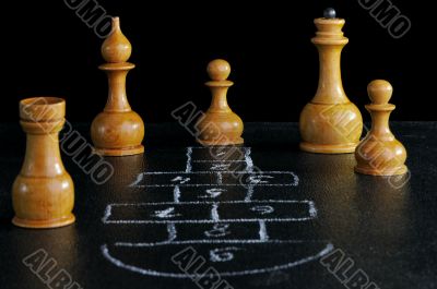 Chess and hopscotch board