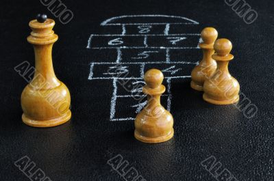 Chess and hopscotch board