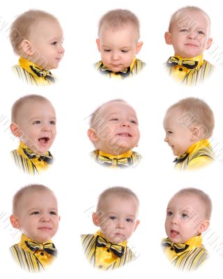 Collage. Emotions of little boy