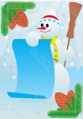 Snowman with a poster