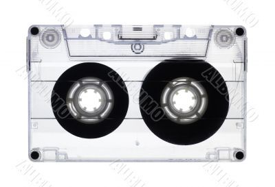 Transparent old audio cassette isolated on white, with clipping 
