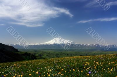 Elbrus and the Main Caucasian mountain ridge