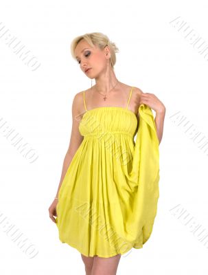Female in a yellow dress. Female in a yellow dress.