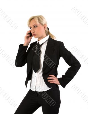 Blonde with mobile. Blonde with mobile.