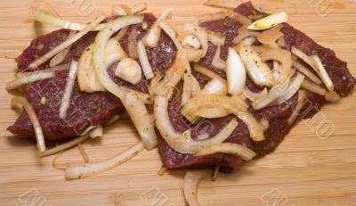 Marinated meat. Marinated meat.
