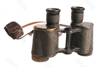 Military binocular on a white