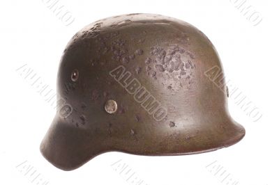 German military helmet on a white