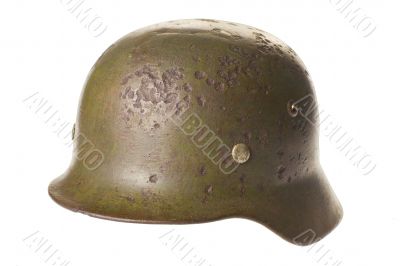 German military helmet on a white