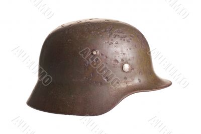German military helmet on a white