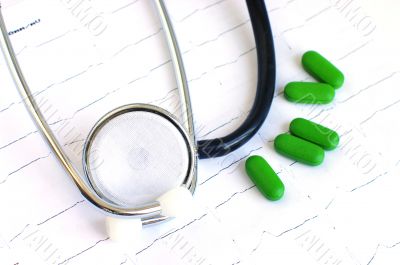   Real cardiological test with stethoscope