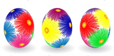 Easter eggs with decor elements 