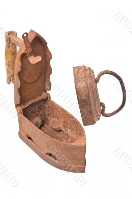 Old vintage iron on a white background with cliping path. Old vintage iron on a white background with cliping path.
