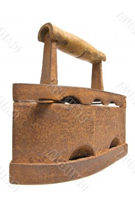 Old vintage  iron on a white background  with cliping path.