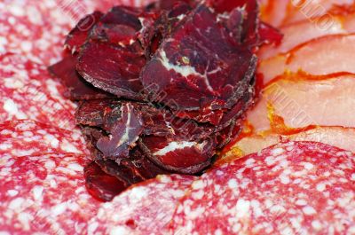 meat and sausage and basturma  with spice 