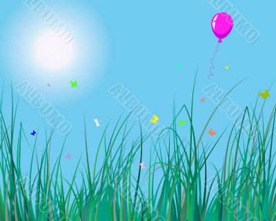 grass and balloon