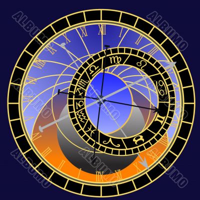 Prague astronomical clock - vector