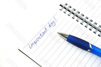 Blue pen and note book