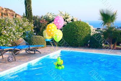 Balloons on swimming pool