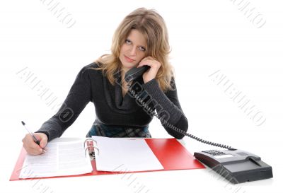businesswomen, read documents.