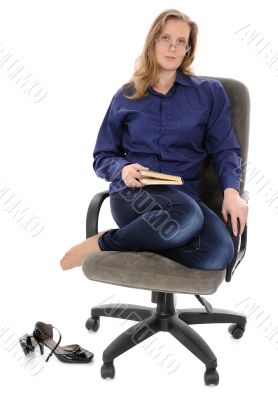 The young woman with book