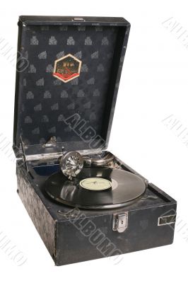 Vintage black gramophone  isolated