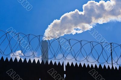 Original barbed and smoke industrial background.