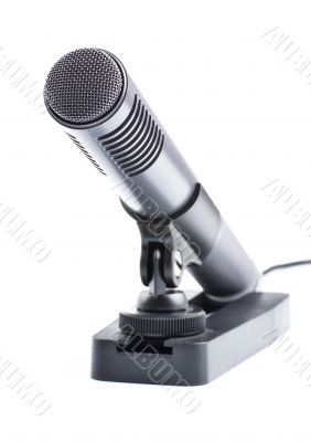 gray condenser microphone on stand