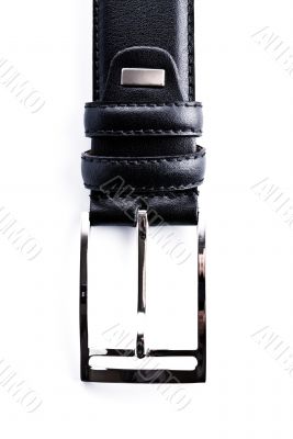 buckle of black leather belt