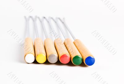 colored fondue forks