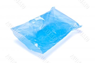 blue empty polyethylene package
