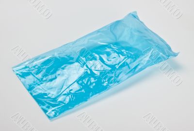 blue empty polyethylene package