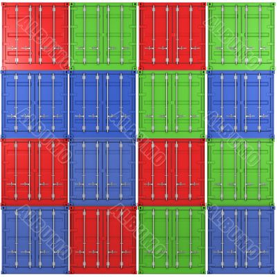 Background of multiple color freight containers