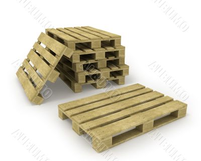 Wooden pallet and stack of pallets isolated on white Wooden pallet and stack of pallets isolated on white