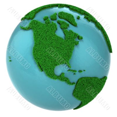 Globe of grass and water, North America part