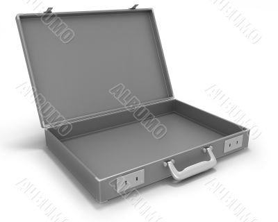 Gray briefcase opened 
