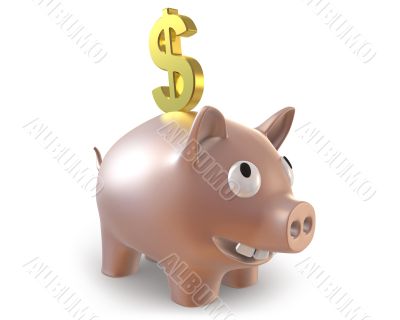 3d piggy bank with dollar symbol 