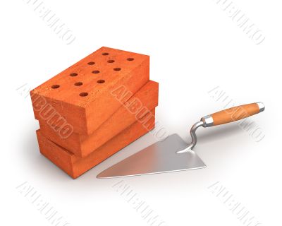 Bricks and trowel 