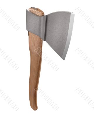 Axe with wooden handle vertical 